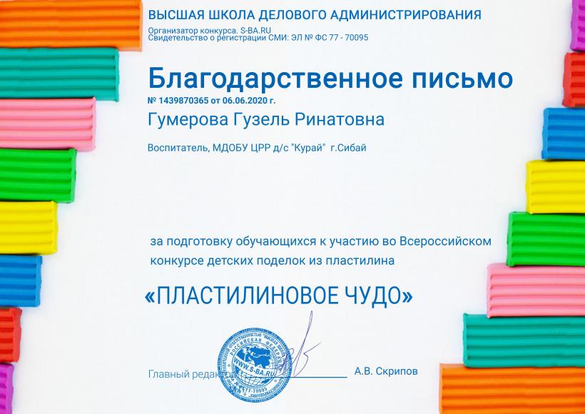 Байгужина Наргиза "Пластилиновое чудо"